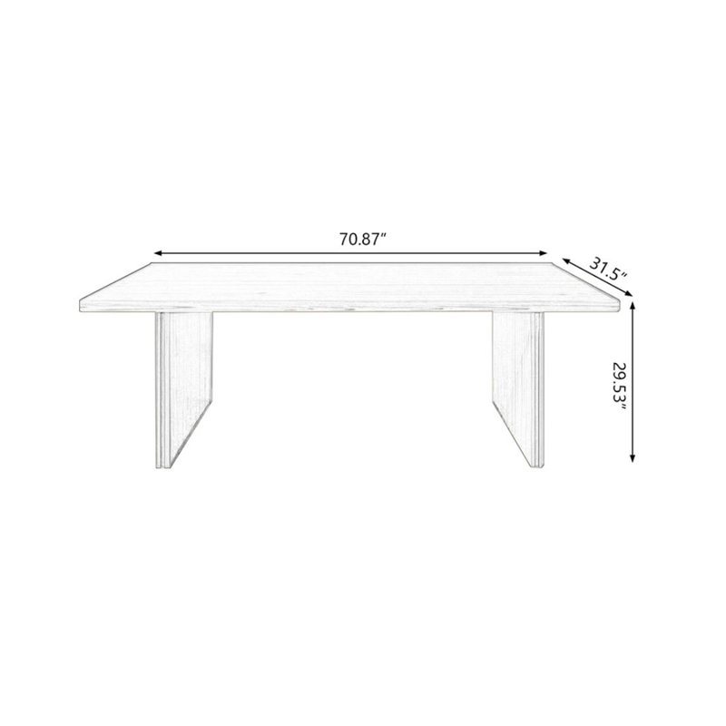 Modern and simple solid wood rectangular desk, Burlywood, 29.53" H x 70.87" W x 31.5" D