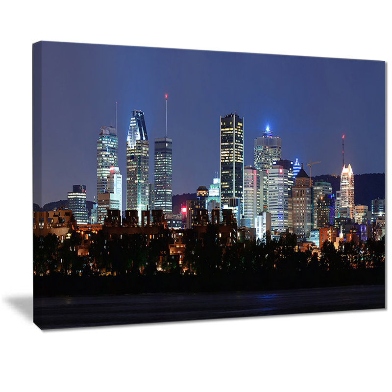 «Montreal Over River at Dusk», reproduction de photo sur toile, H 20 po x l 20 po x P 1 po