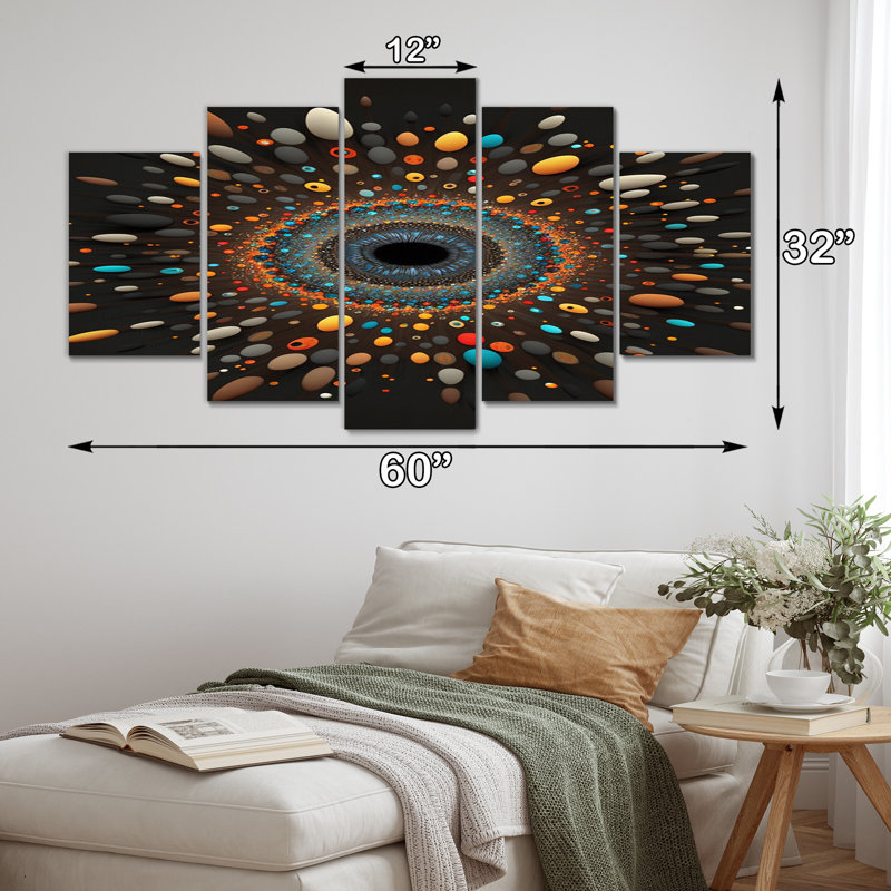  «Pristine Spirit Spiritual Abstract VII - Art mural moderne sur toile géométrique - 5 panneaux