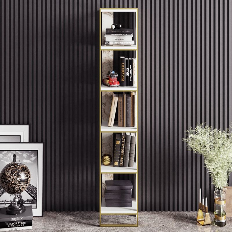 Polka 178.5cm H x 32.2cm W Stainless Steel Standard Bookcase, White