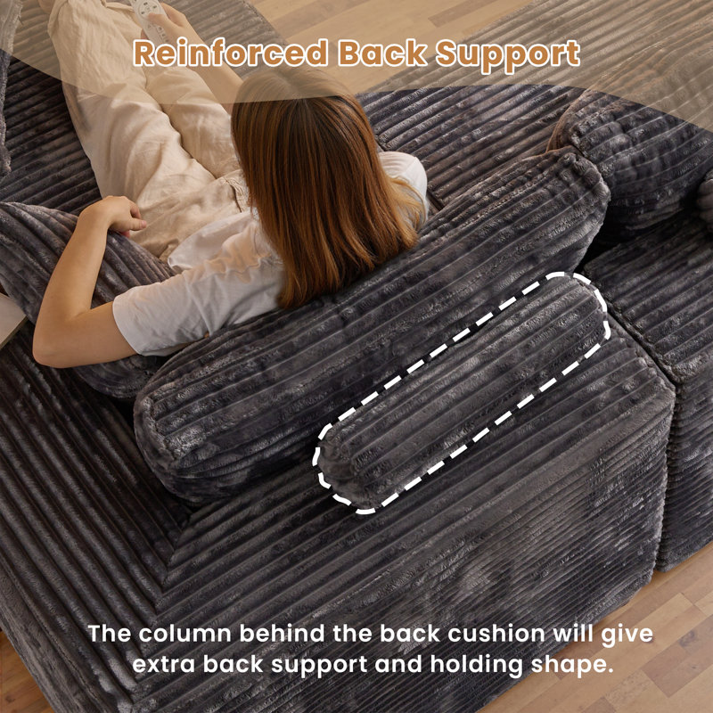 Vivelle 108'' Cloud Upholstered Boneless Sectional Couch With Chaise L-Shape Modern Modular Sofa For Living Room Bedroom No Assembly Required
