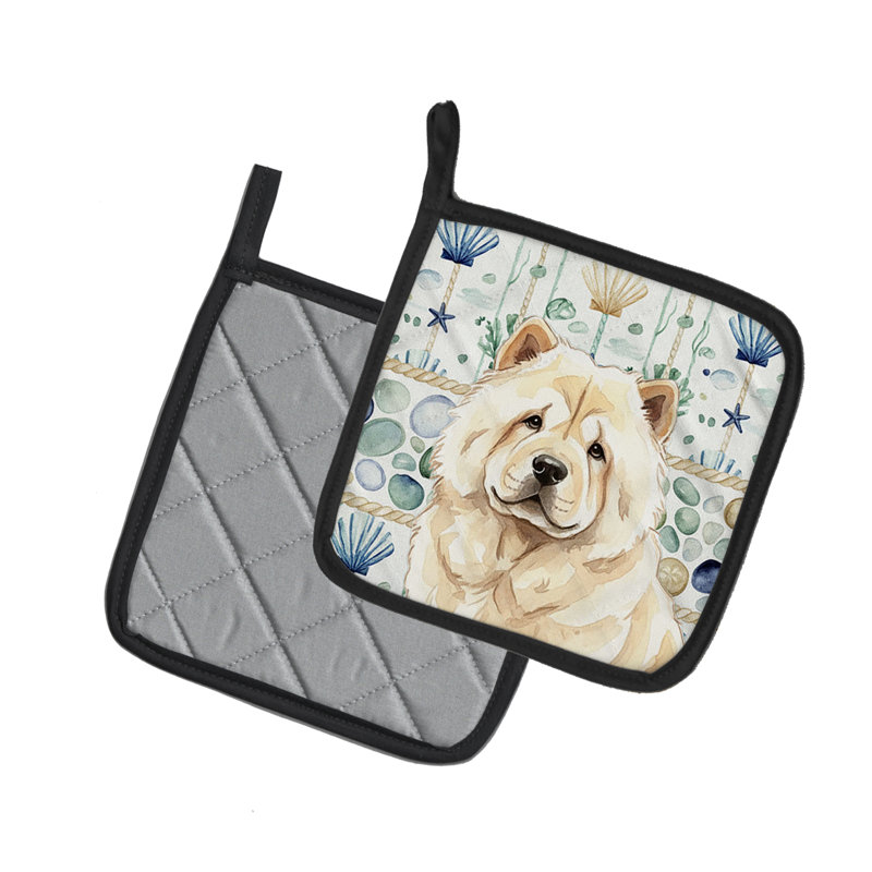 Paire de poignées en verre crème Chow Chow