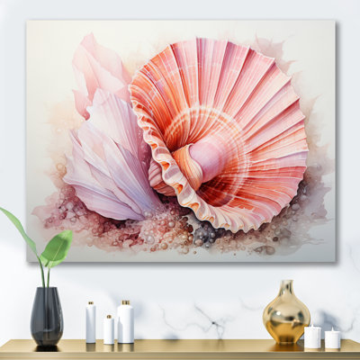 Peach Seashell Serenity Framed On Canvas Print