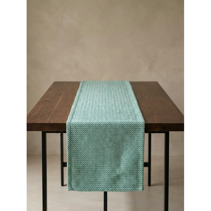 Tropical Teal Herringbone Bay Indoor Outdoor Table Runner 14x72
