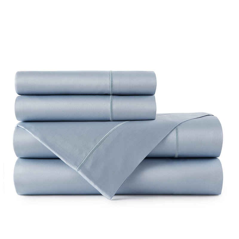 Soprano 420 Thread Count 100% Cotton Sateen Sheet Set, King Sheet Set + 2 Pillowcases, White