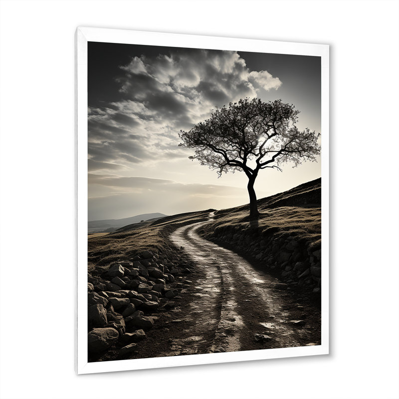 Horizon minimal noir et blanc - photo II, Cadre simple blanc, H 32 po x l 24 po x P 1 po