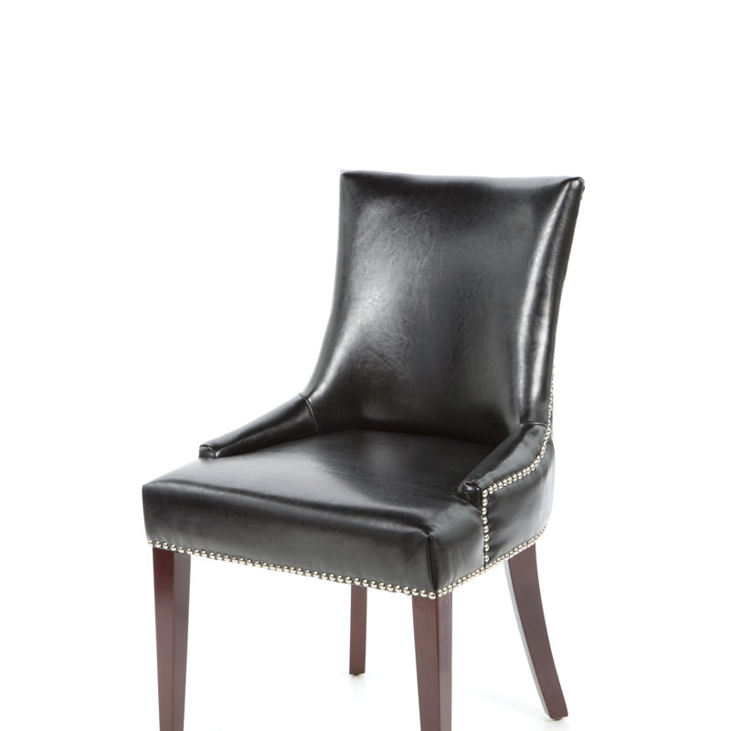 Alpha Centauri 16.7'' H Leather Upholstered Side Chair, Black