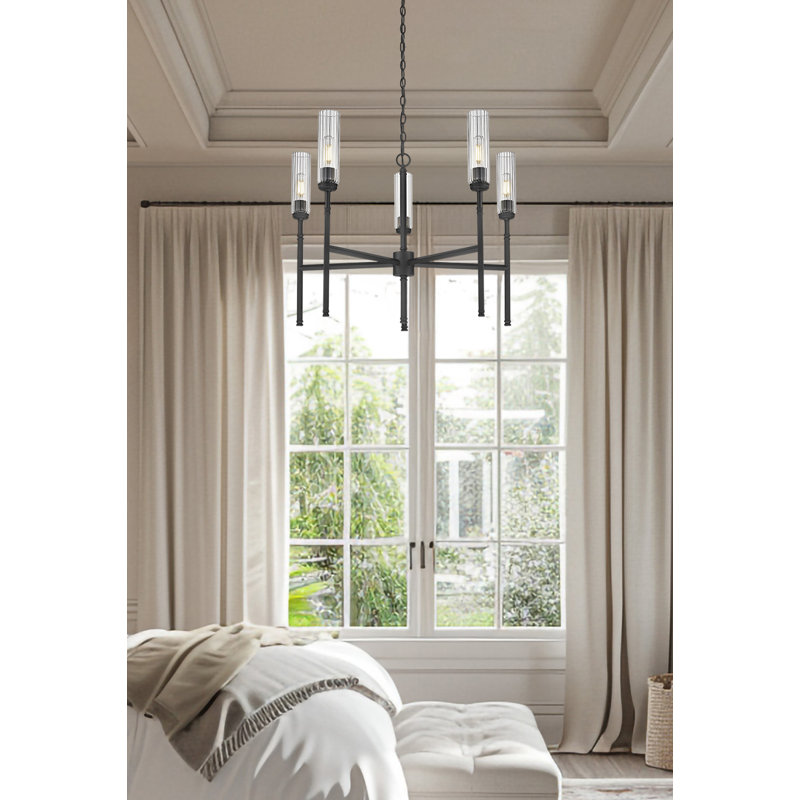 Lustre 5 lumières noir mat Granton, Noir mat