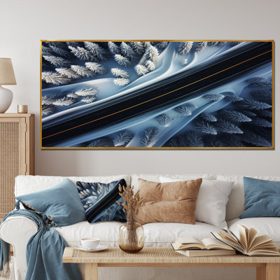 Endless Road Into Winter Forest IV - Art mural sur route