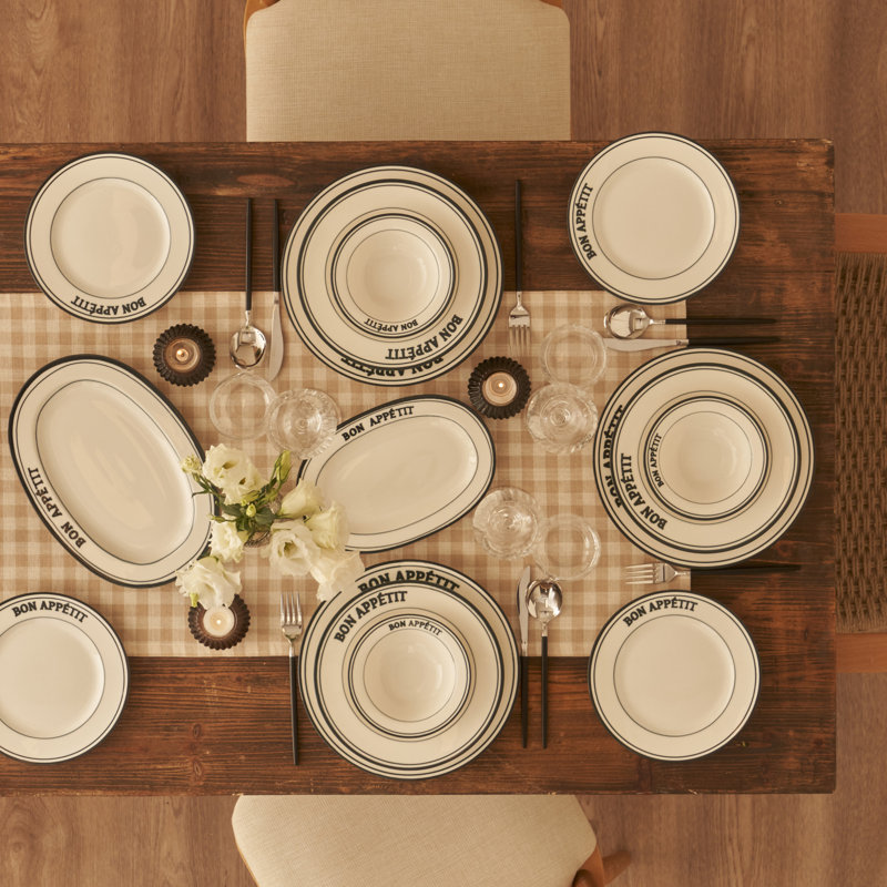 Assiette plate en porcelaine Bon Appetit