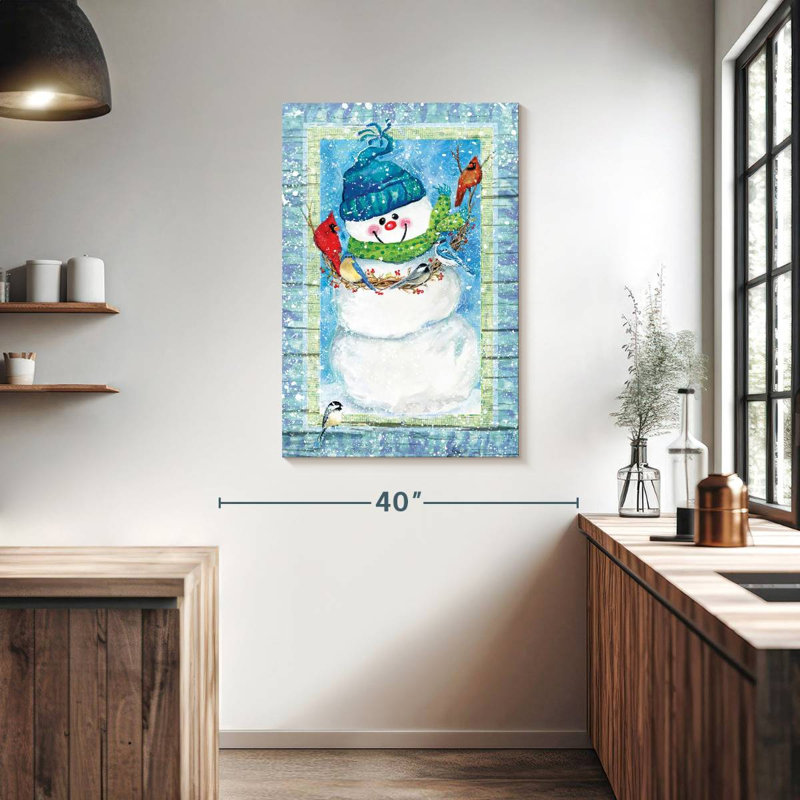 Bonhomme de neige et cardinaux Lelend, H 39 po x l 26 po
