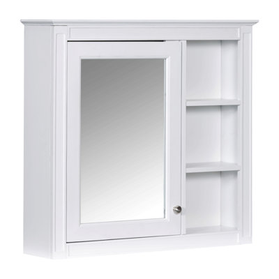 Armoire à pharmacie 30 po x 28 po, armoire de rangement murale pour salle de bain, armoire murale moderne avec miroir, armoire à pharmacie, armoire à miroir avec 3 tablettes ouvertes (meuble-lavabo non inclus)