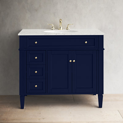 Rivers 40'' Single Bathroom Vanity with Carrara Marble Top