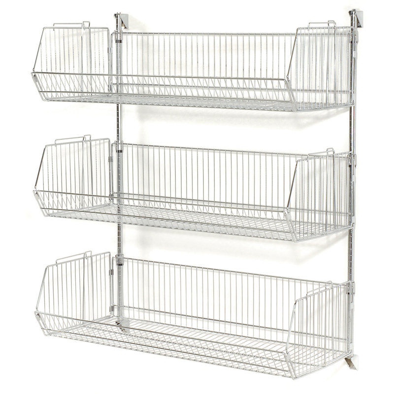 Metal Height -Adjustable Wall Mounted Shelving Unit, 54" H x 36" W x 14" D