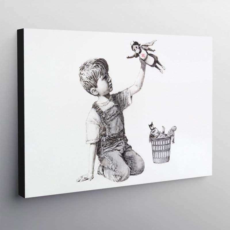 Banksy NHS Superheroes - Wrapped Canvas Print, 61cm H x 81cm W x 4cm D