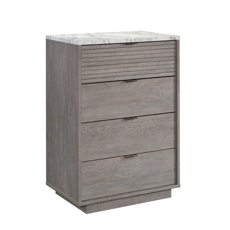 Commode contemporaine à 4 tiroirs, finition brune