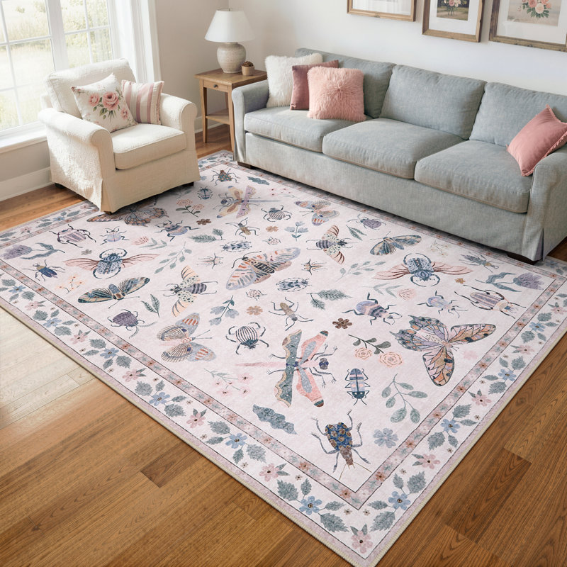 Goldene Animal & Insect Machine Washable Area Rugs with Non-Slip Backing for Living Room, Dining Room, Bedroom