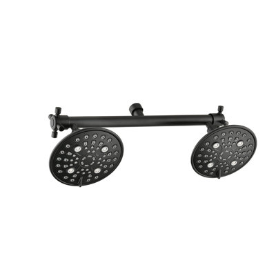 Système de douche moderne à pluie double avec têtes de douche doubles fixes, buses à angle réglable et faciles à nettoyer, finition noir mat