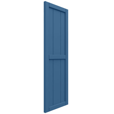 10 3/4"W x 45"H EnduraCore Composite, Two Board Framed Board-n-Batten Shutters, Sojourn Blue (Per Pair - Hardware Not Included)