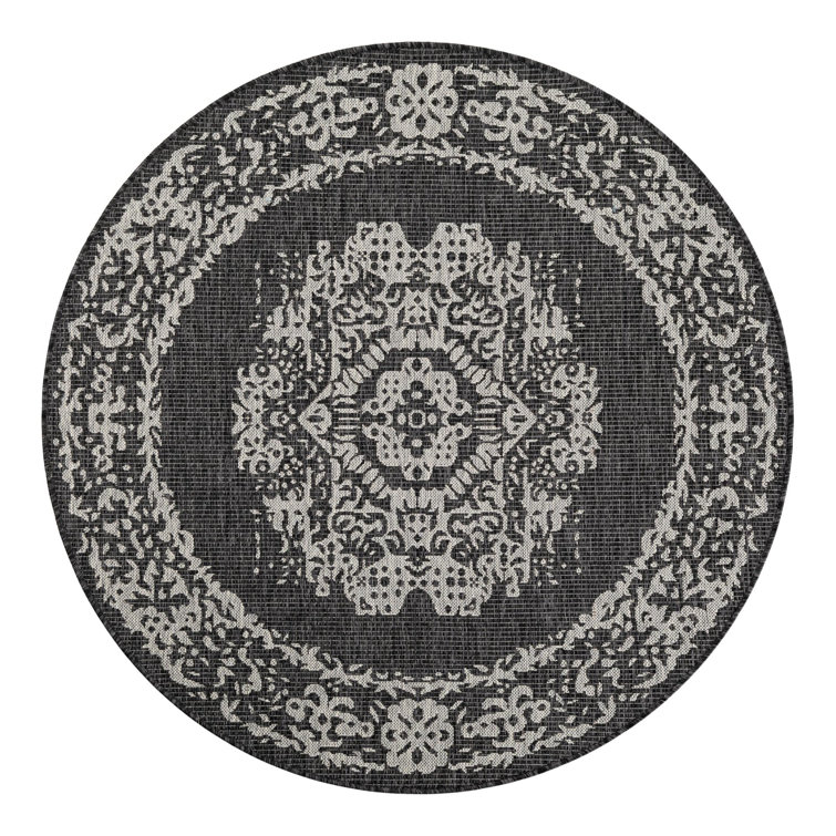 Cowart Oriental Charcoal Gray Indoor/Outdoor Area Rug