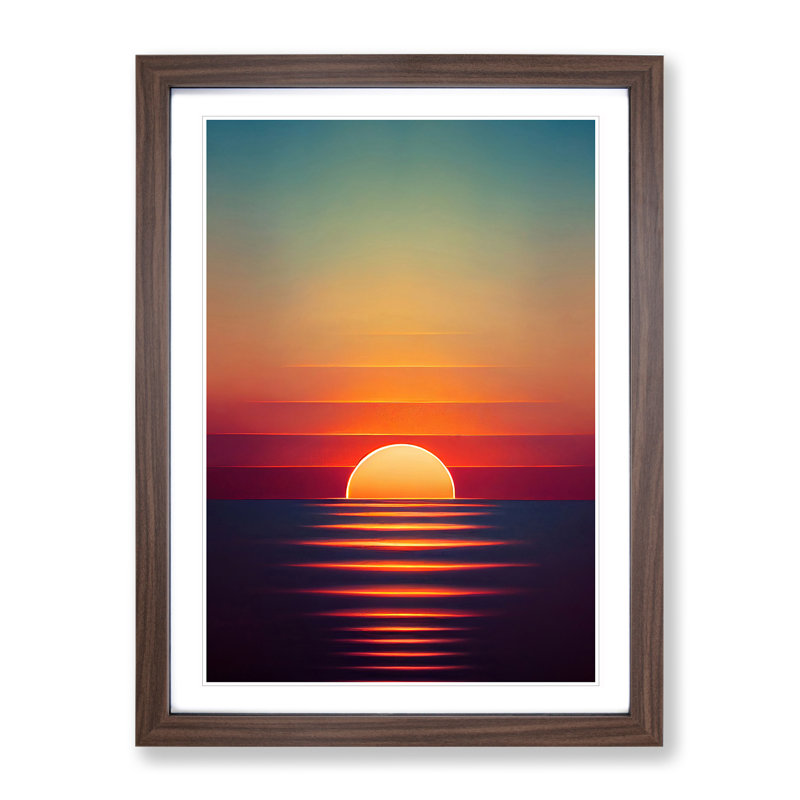 XV1022-638X An Uplifting Sunset View - Single Picture Frame Print, 34cm H x 25cm W x 2cm D, Walnut