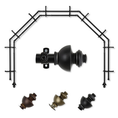 Steel Adjustable Bay Window Double Curtain Rod