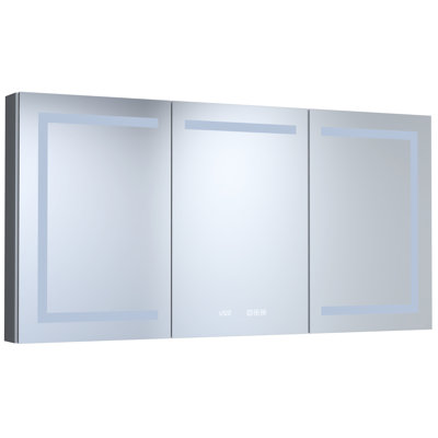 30 po Pharmacie H rectangulaire encastrée / en aluminium argenté avec éclairage tricolore à DEL, cadre biseauté antirouille