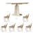 6 - Person White Round Solid Wood Sintered Stone tabletop Dining Table Set