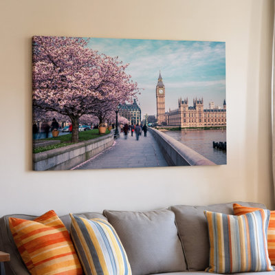Toile, scène sereine de printemps à Londres avec le grand art mural emblématique Ben