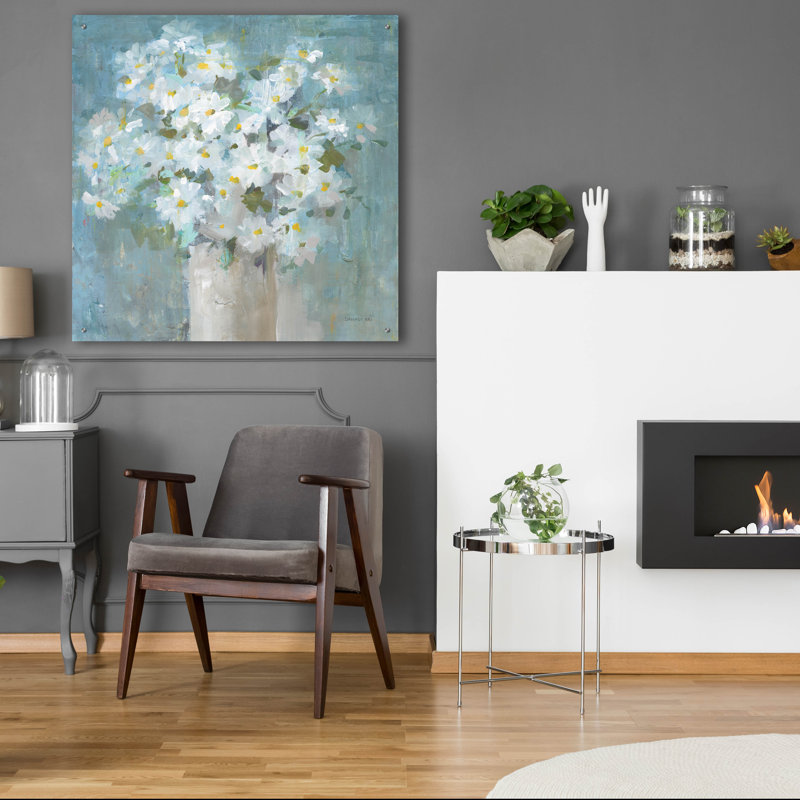  «Daisies All Day» par Danhui Nai, art mural en verre acrylique, 36 po x 36 po