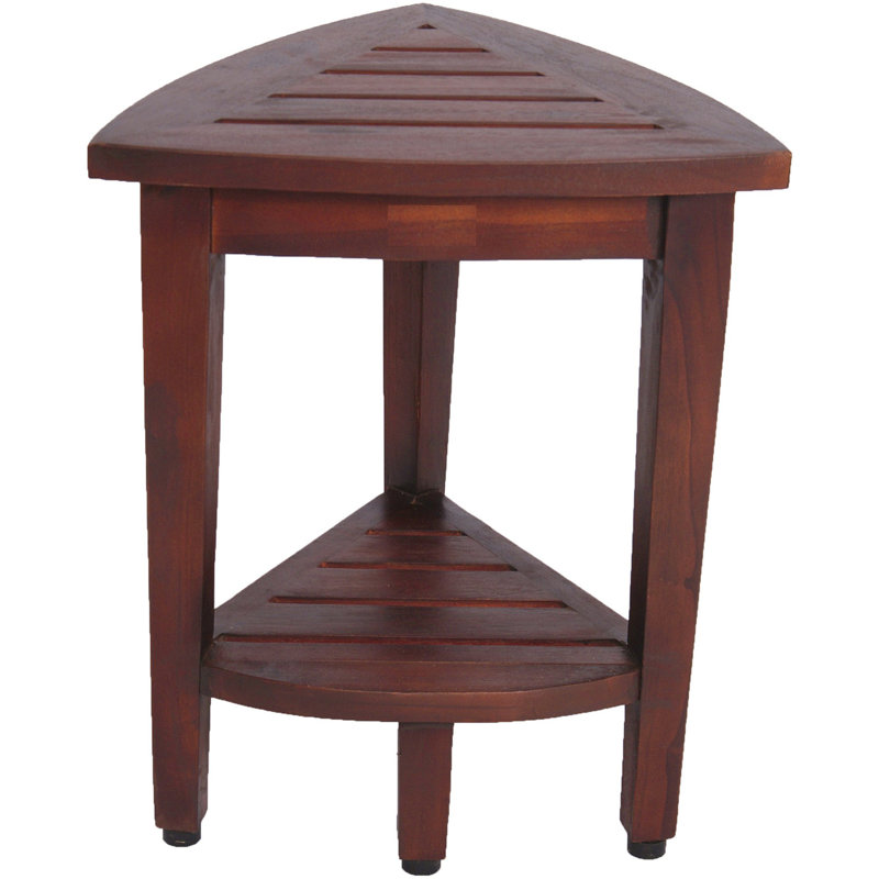 Ripley Teak Corner Shower Bench, Brown, 18" H x 15" W x 15" D
