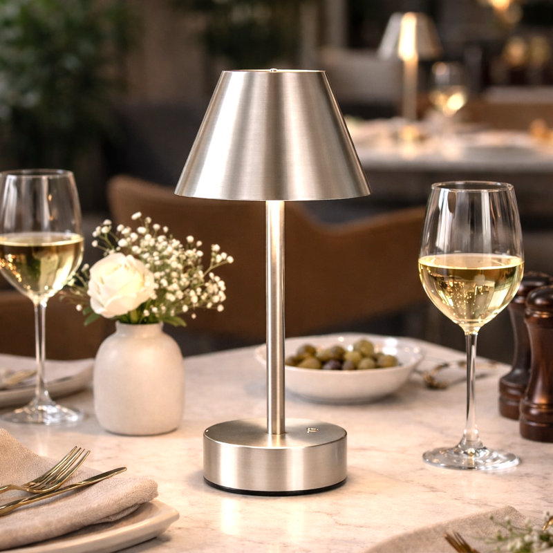 Brushed Nickel Rechargeable LED Table Lamp