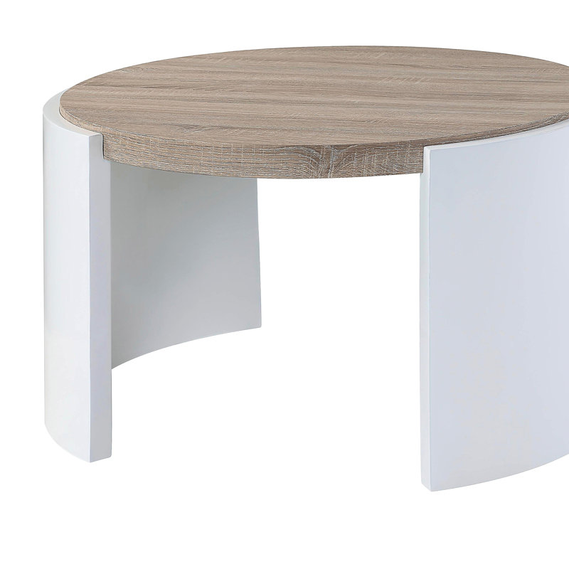 Table basse à 1 tiroir en chêne et blanc ultrabrillant