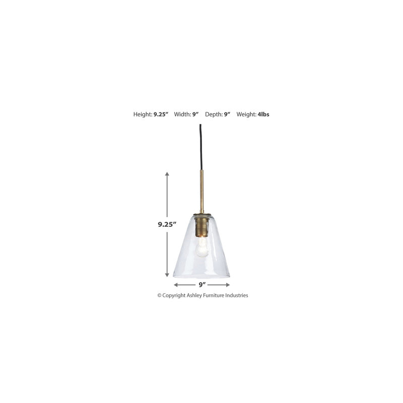 Collbrook 8.75'' Clear Glass & Black Finish Contemporary Pendant Light