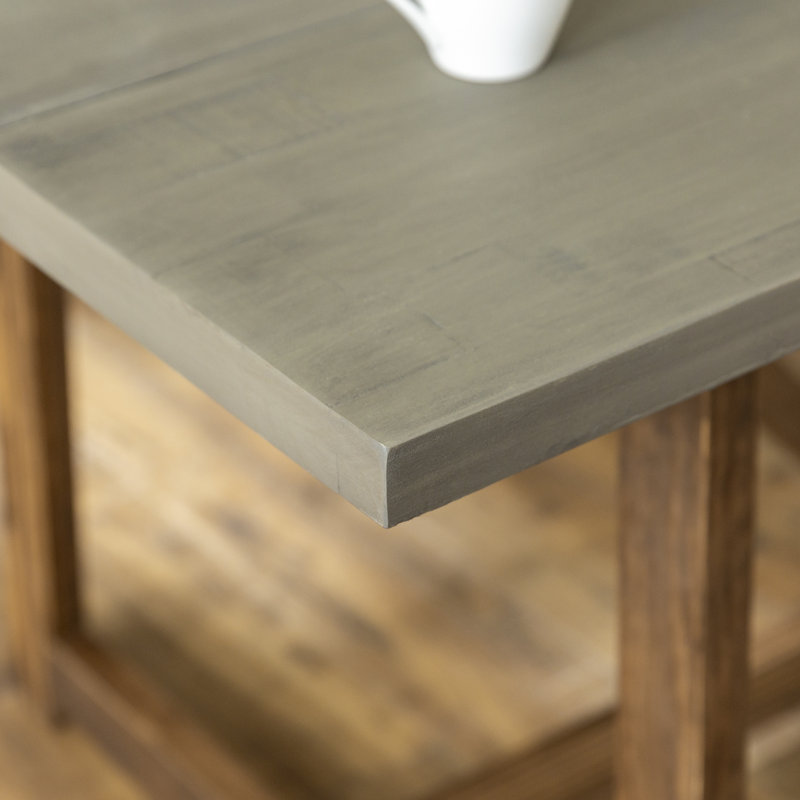 Emmett Pine Solid Wood Trestle Dining Table, Brown/Gray