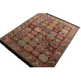 Rug & Kilim’S Tribal Rug In Red And Gold All Over Geometric Pattern