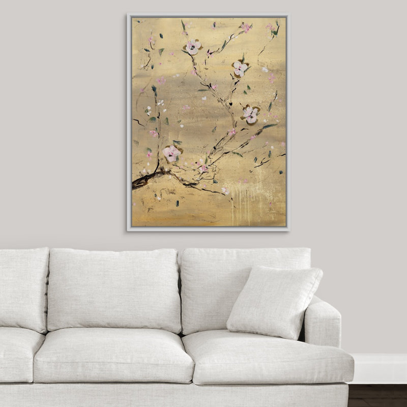 « fuji beauté ii », peinture sur toile, H 41,7 po x l 31,7 po x p 1,75 po, Cadre flottant blanc
