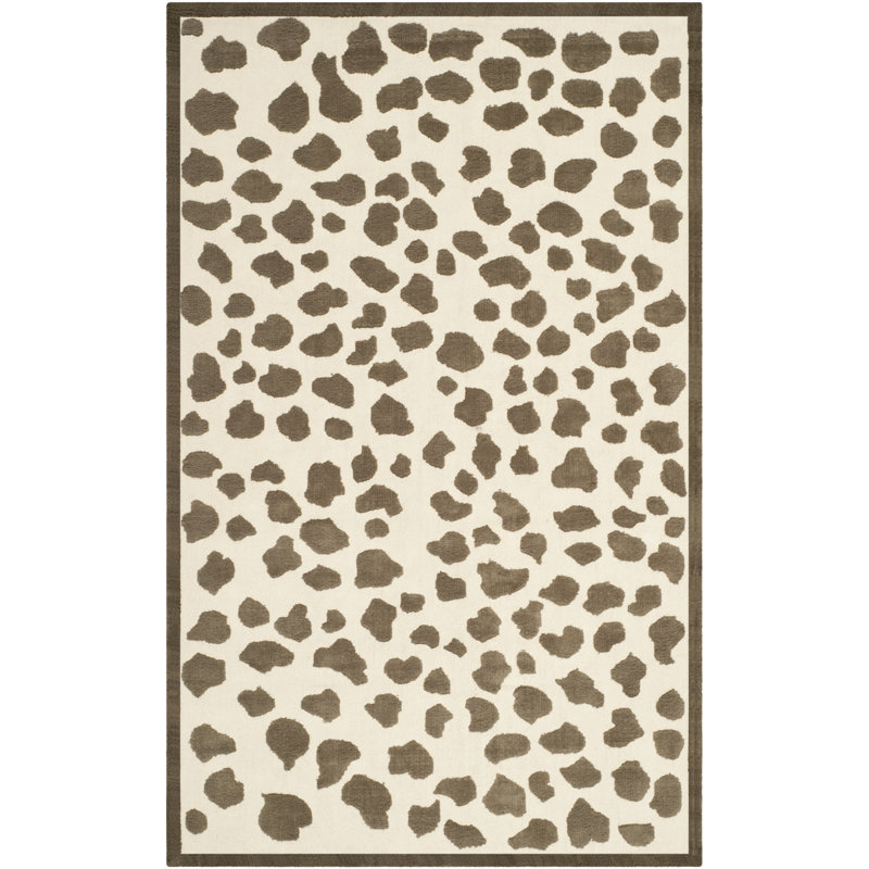 Ivory and Grey Hand-Tufted Wool Kids Area Rug, 5' x 8'
