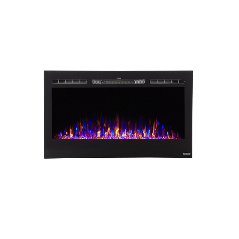 Sideline 28-Inch Black Glass Wall-Mount Electric Fireplace