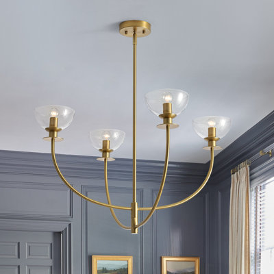 4-Light Dimmable Clear Semi-Sphere Glass Chandelier