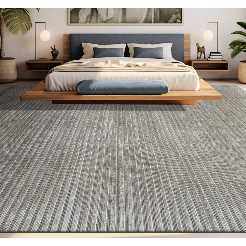 Striped Area Rug in Oyster/Gray, Rectangle 8' x 10'