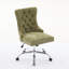 Chaise de bureau, chaise de bureau moderne rembourrée capitonnée en chenille avec base en métal chromé, chaise de bureau pivotante réglable-19831791