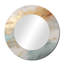 Golden and Blue Beach Tranquility IV - miroir mural de plage, miroir décoratif rond beige, impression d'art en métal-99623559