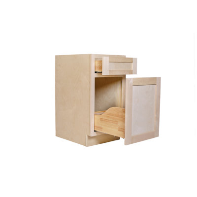 Unfinished Shaker 18-Inch Trash Pull-Out Base Cabinet - BT18