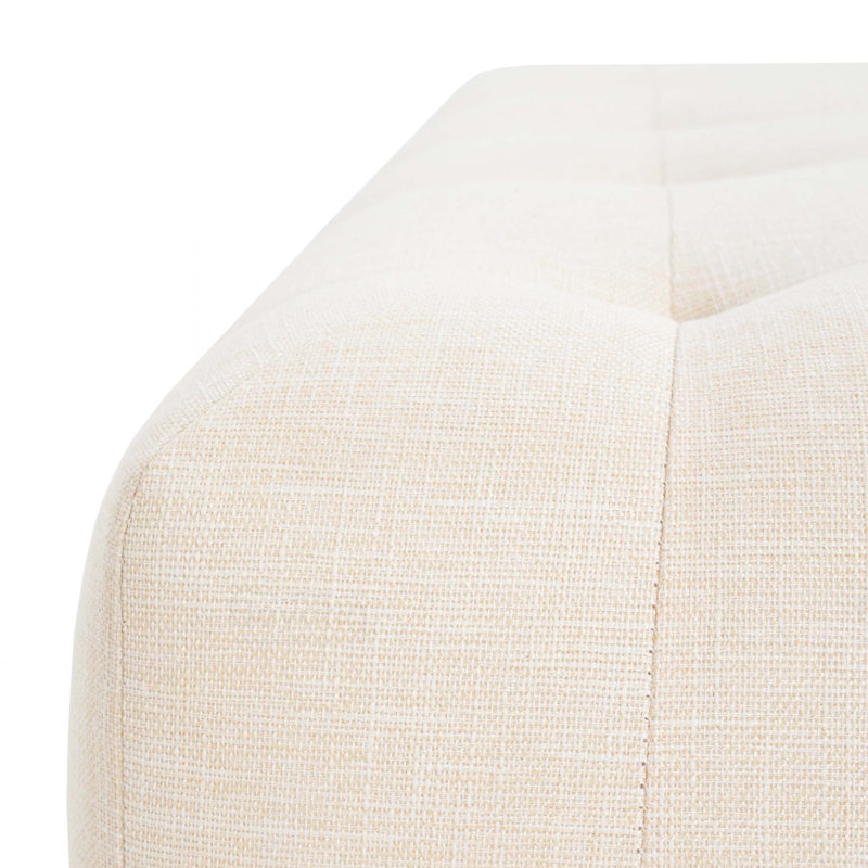 Celeste Contemporary Rectangular Tufted Linen-Blend Ottoman Bench With Solid Wood Legs, 16.75" H x 49.75" W x 21" D