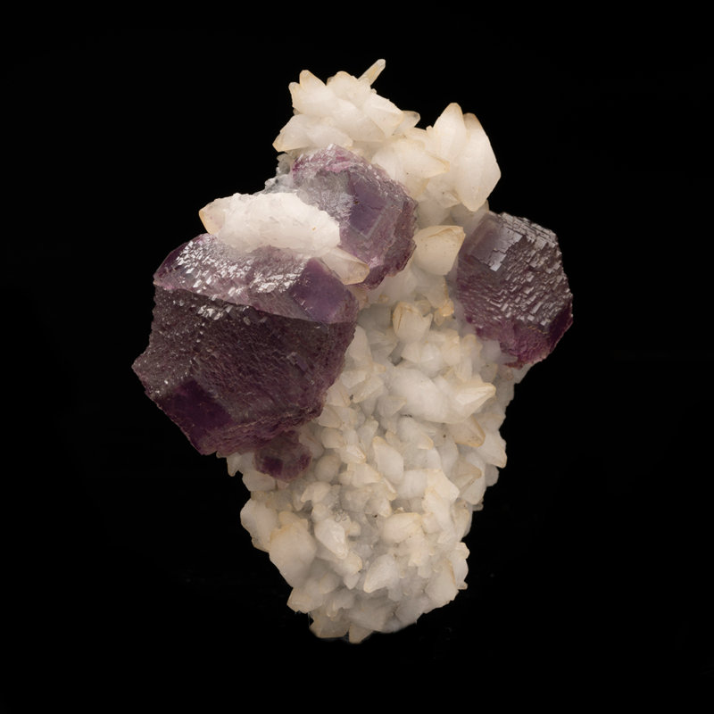 Purple Fluorite on Calcite From China