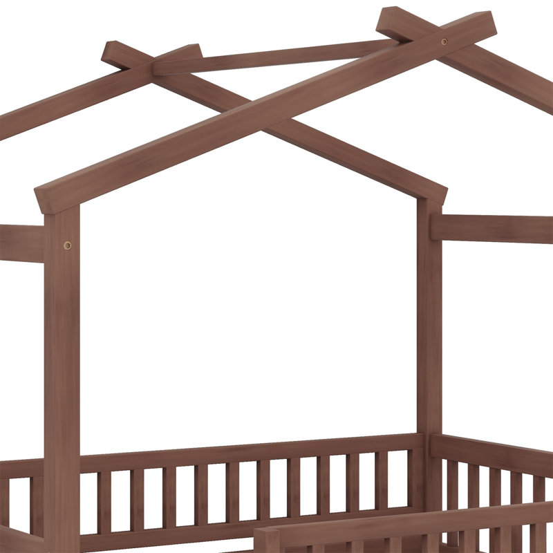 Cadre de lit en bois avec clôture, Noyer