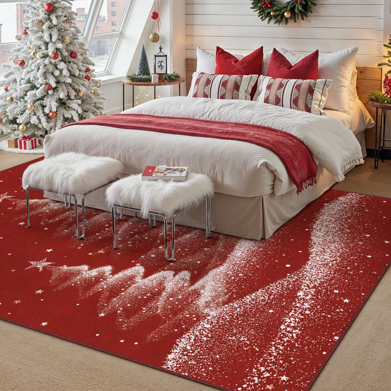 Tapis lavable avec tapis antidérapant Loly Christmas, Rectangle 6 pi x 9 pi