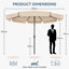 Cesur 3M Garden Parasol Sun Shade Canopy Patio Outdoor Umbrella Crank Tilt UPF 30+-2002380077