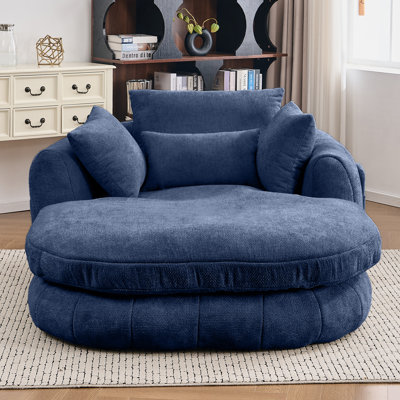 Oversized Chaise Lounge Chair Indoor, Deep Seat Chenille Sleeping Couch, Cloudlike Reading Chair for Living Room, Bedroom, Reading Room